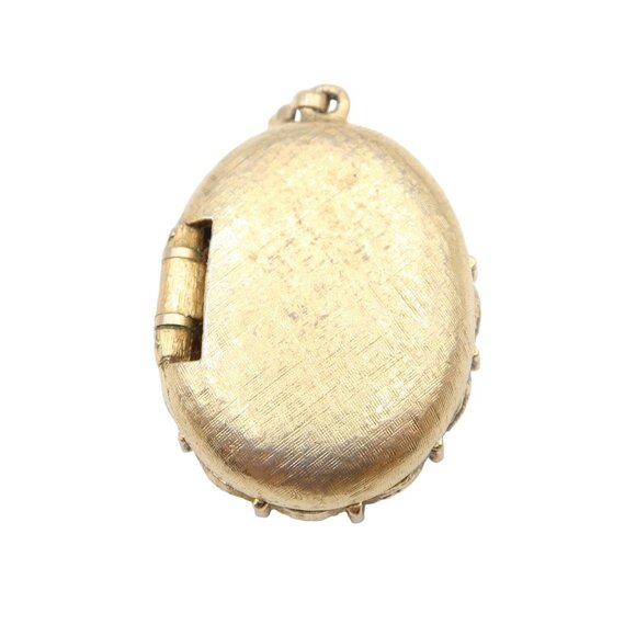 Vintage LUZIER Floral & Goldtone Solid Perfume Locket Pendant 1.25" - Picture 4 of 6